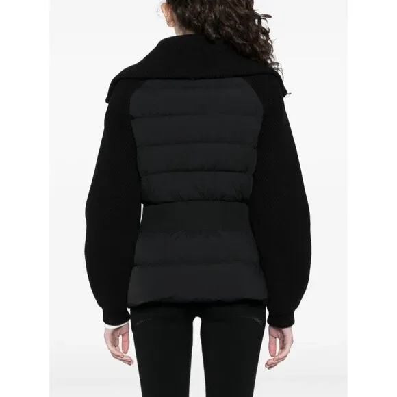 Mackage Foxy mixed media jacket Sz L Black Puffer Wool Bishop Sleeves Minimalist